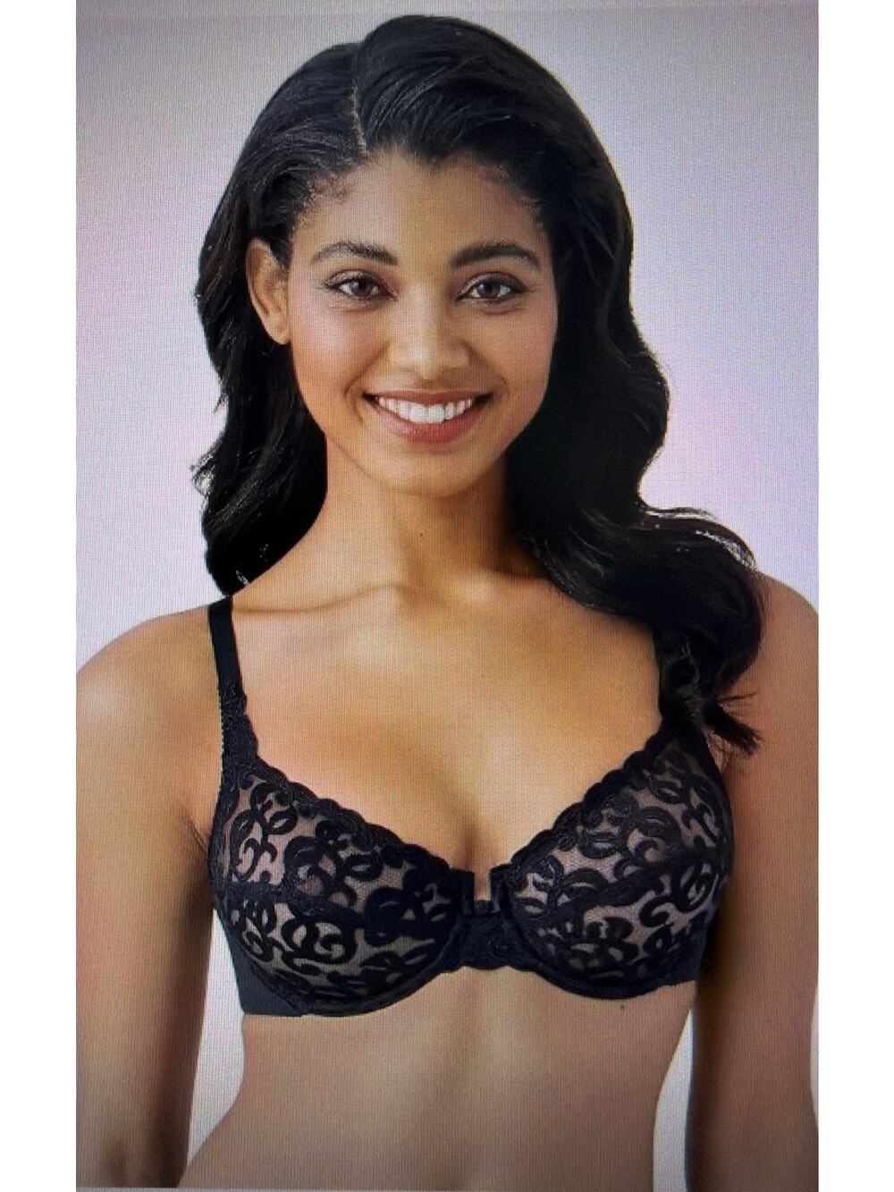 Wacoal 34D Arabesque Lace Underwire Bra Style 85199 Black Sheer Cup